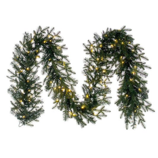 Vickerman 9' x 14" Georgian Fraser Fir Artificial Pre-Lit Garland with Timer Warm White Mini Lights