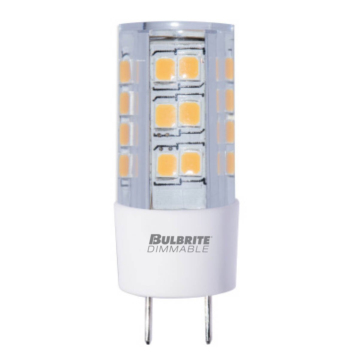 Bulbrite LED Mini T4 Dimmable Bi-Pin Base (GY8) Light Bulb 40 Watt Equivalent 2700K, Clear