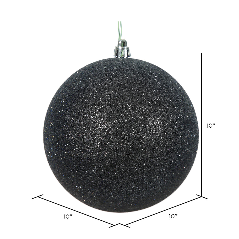 Vickerman 10" Black Glitter Ball Ornament.