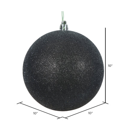 Vickerman 10" Black Glitter Ball Ornament.