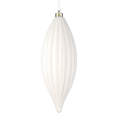 Vickerman 8" White Shiny Line Finial Ornament Pack of 4