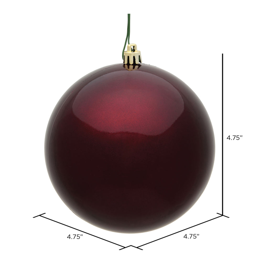 Vickerman 4.75" Burgundy Candy Ball Ornament 4 per Bag