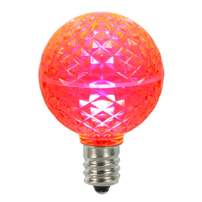 Vickerman G50 LED Pink Faceted Replacement Bulb E17/C9 Nickel Base 10 Bulbs per Pack.