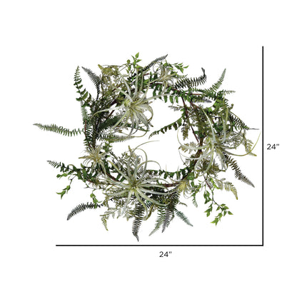 Vickerman 24" Artificial Green Fern Wreath.