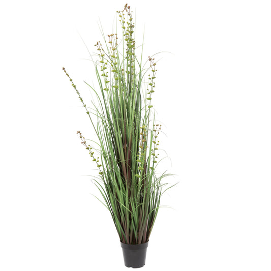 Vickerman 60" Artificial Potted Green Grass and Eucalyptus.