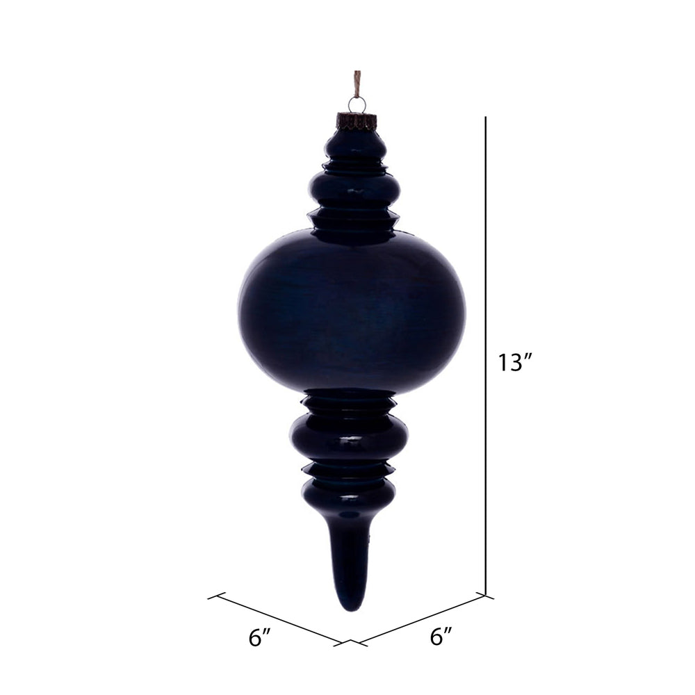 Vickerman 13" Midnight Blue Wood Grain Finial Ornament