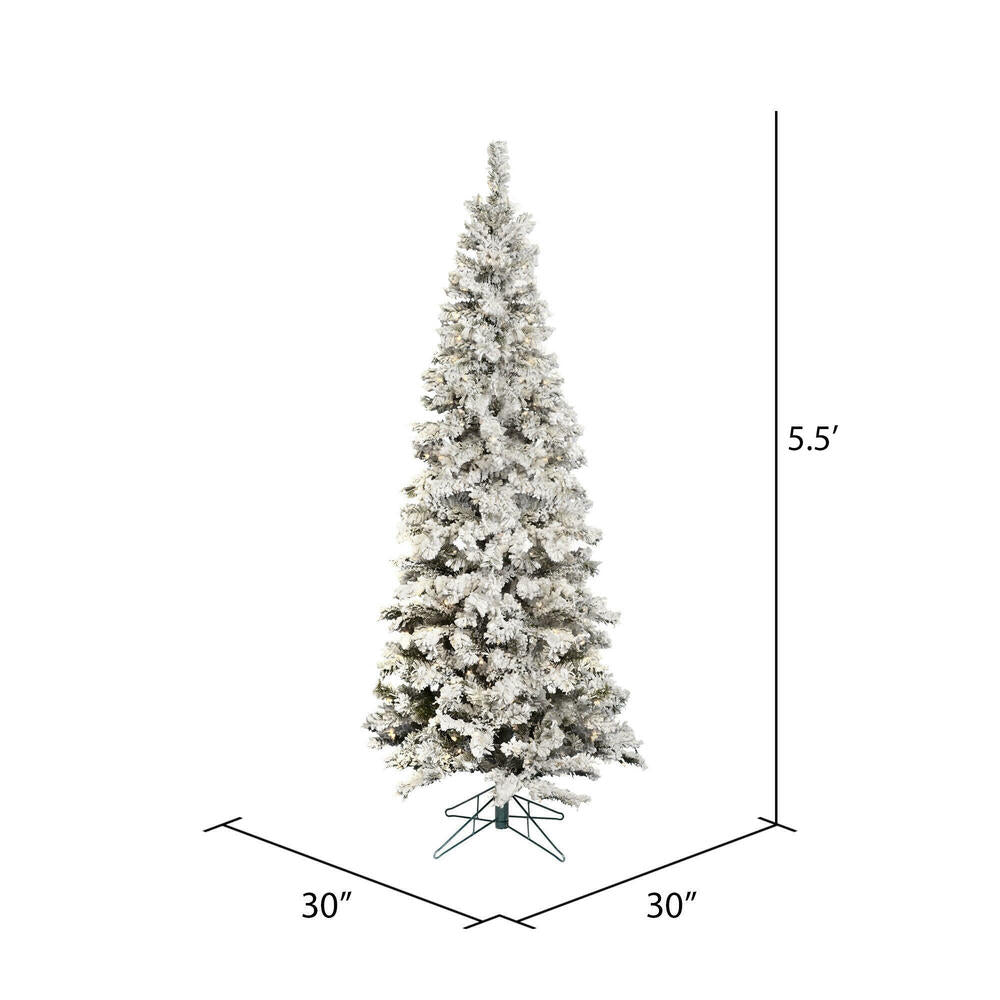 Vickerman 5.5' Flocked Pacific Artificial Christmas Tree Pure White LED Lights