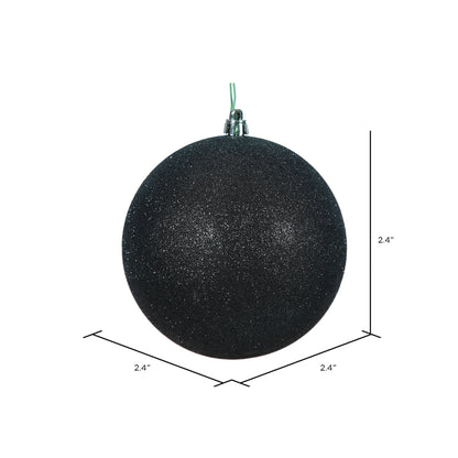 Vickerman 2.4" Black Glitter Ball Ornament 24 per Bag