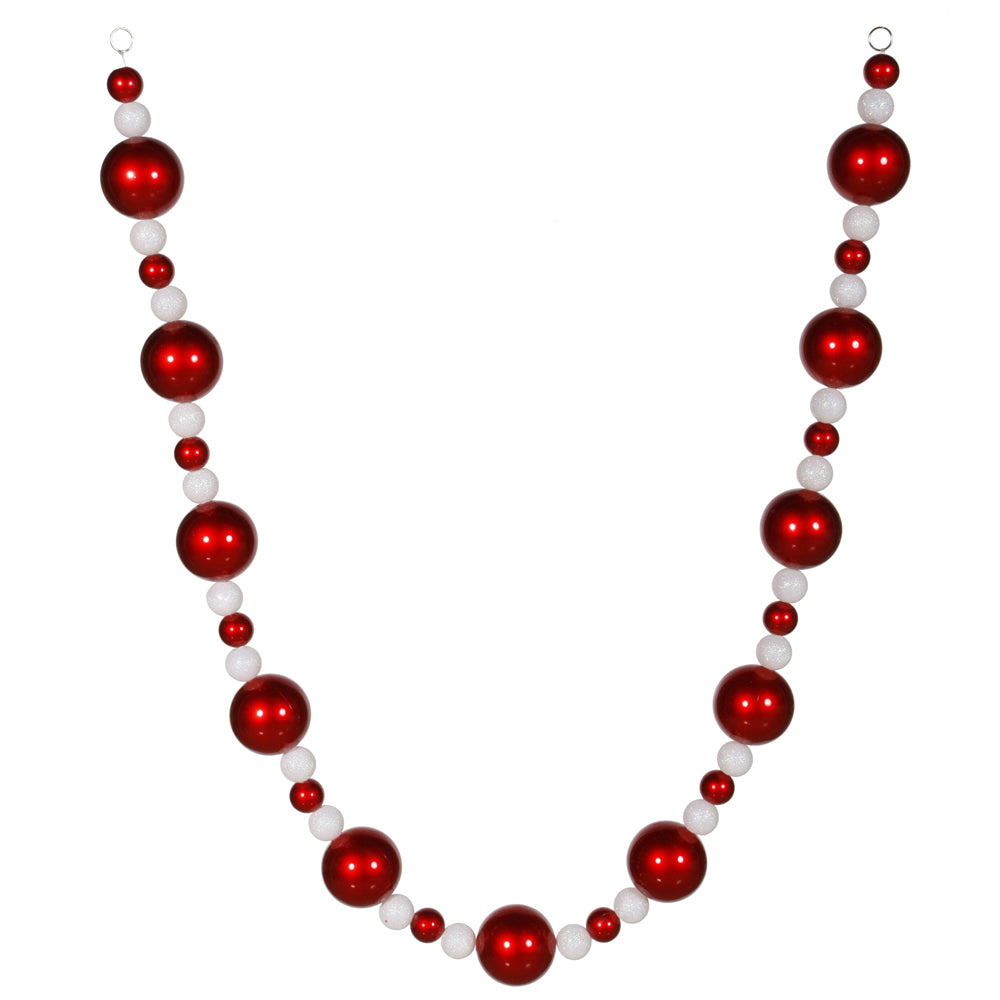 Vickerman 6' Red-White Ball Christmas Garland