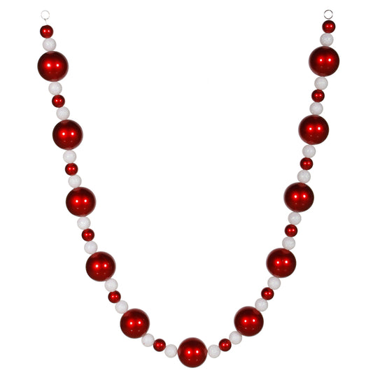Vickerman 6' Red-White Ball Christmas Garland