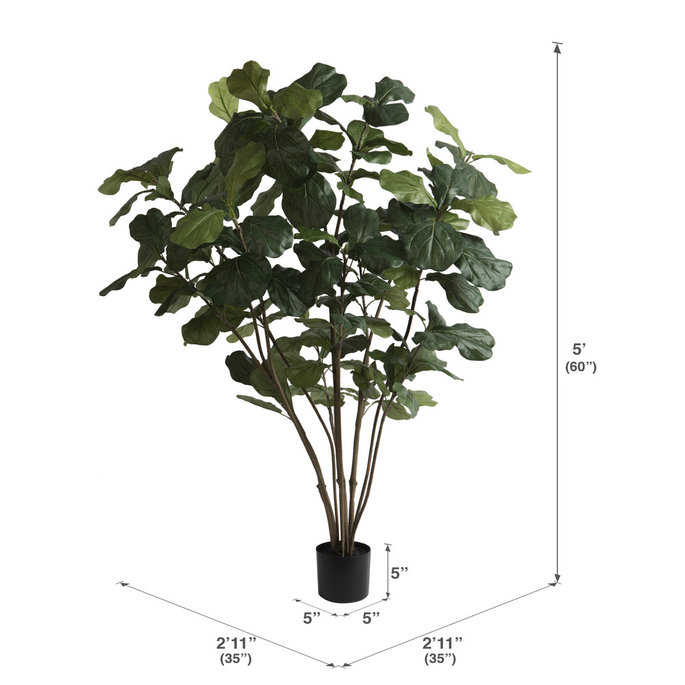 Vickerman 5' Artificial Green Potted Fiddle Tree.