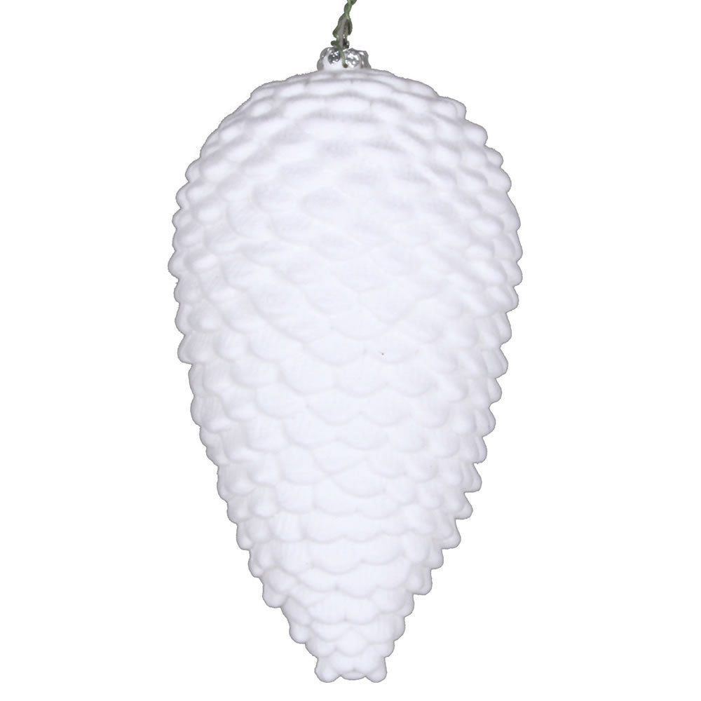 Vickerman 7" White Flocked Pinecone Christmas Ornament Pack of 2