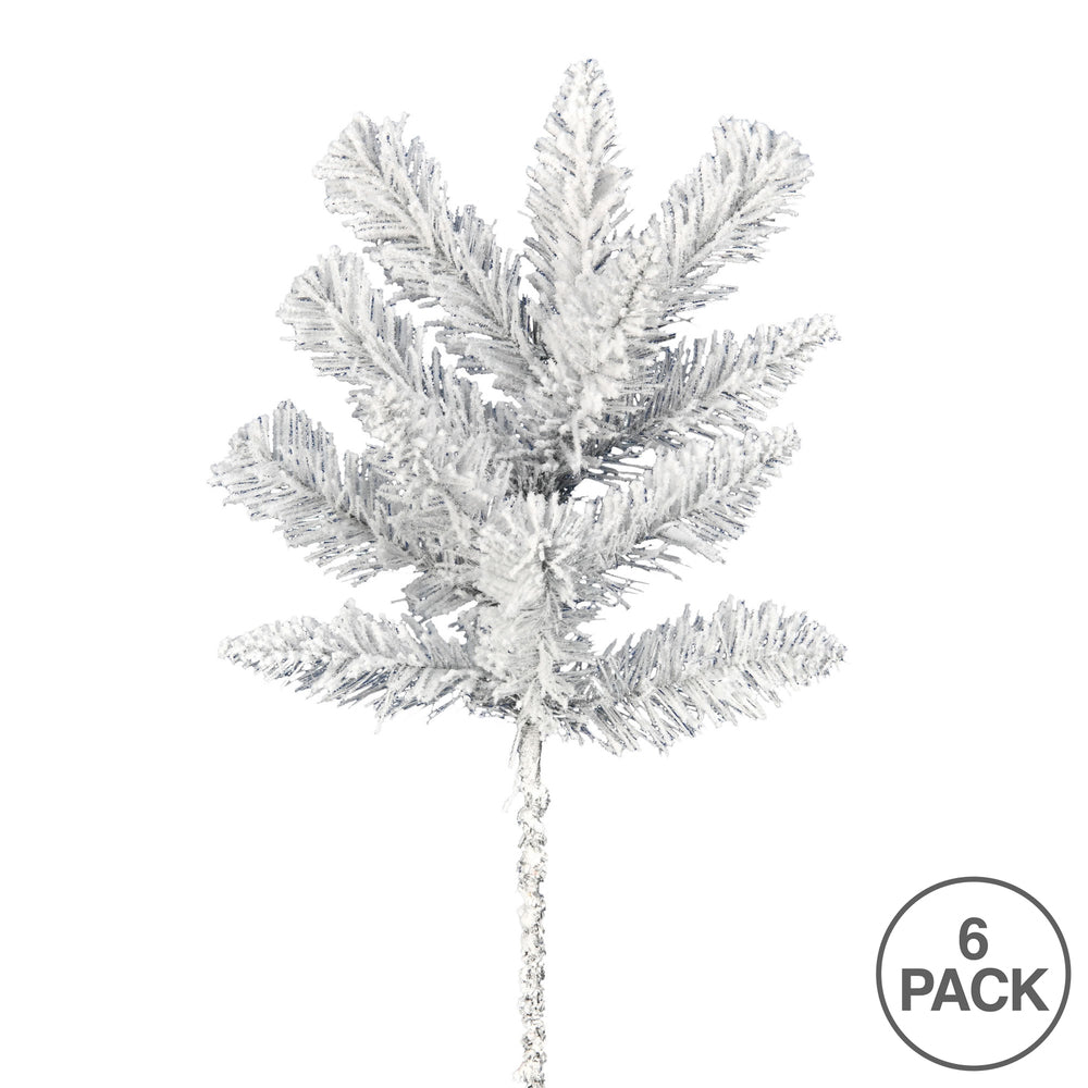 Vickerman 18" Frosted Silver Artificial Christmas Spray. Includes 6 sprays per pack.