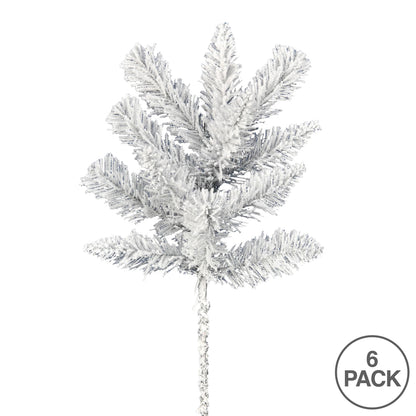 Vickerman 18" Frosted Silver Artificial Christmas Spray. Includes 6 sprays per pack.