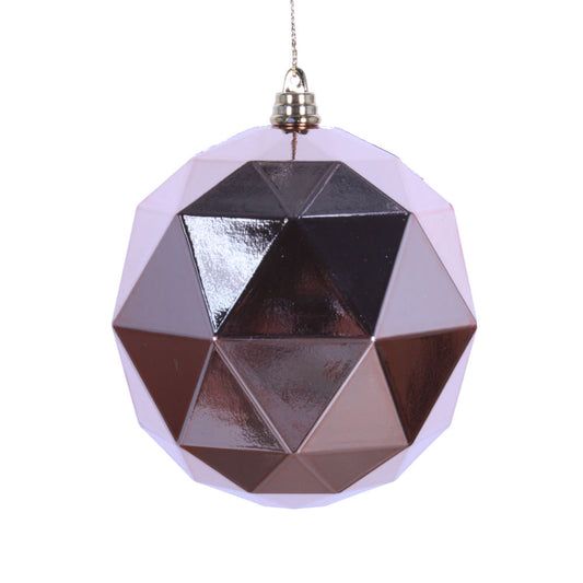 Vickerman 4.75" Rose Gold Shiny Geometric Ball Ornament 4 per bag