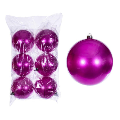 Vickerman 4" Hot Pink Candy Ball Ornament 6 per bag