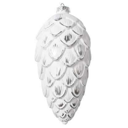 Vickerman 8" Silver Brushed Pinecone Christmas Ornament Pack of 2