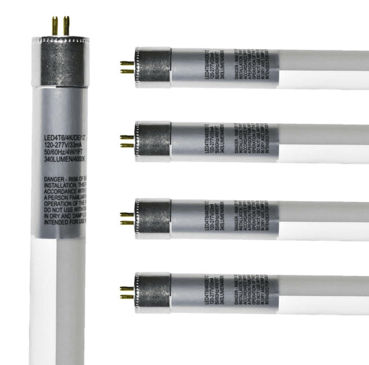 Damar- 1Ft T6 LED Tube Light with Safe Shield Sleeve Type B Dual Ended Ballast Bypass 4W 340 Lumen 4000K Cool White G5 Miniature Base 120-277VAC UL Listed Pack of 5- Fluorescent Replacement Tube