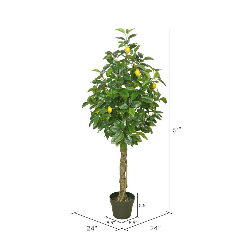 Vickerman 51" Artificial Green and Yellow Real Touch Lemon Tree.