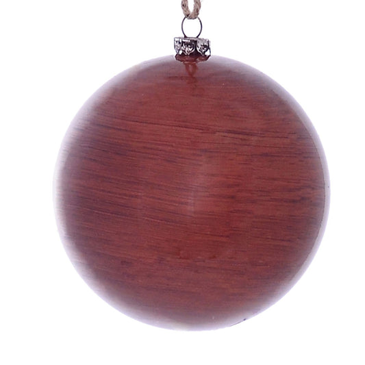 Vickerman 4" Copper Wood Grain Ball Ornament 6 per Bag