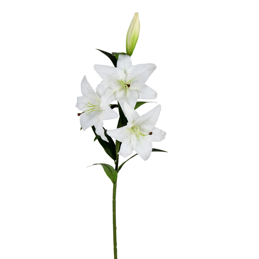Vickerman 36'' Artificial White Real Touch Lily Spray. Includes 2 sprays per pack.