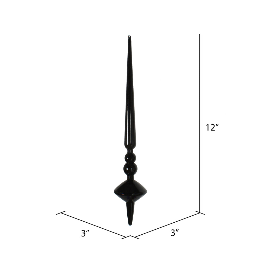 Vickerman 12" Black Shiny Cupola Finial Ornament Pack of 3