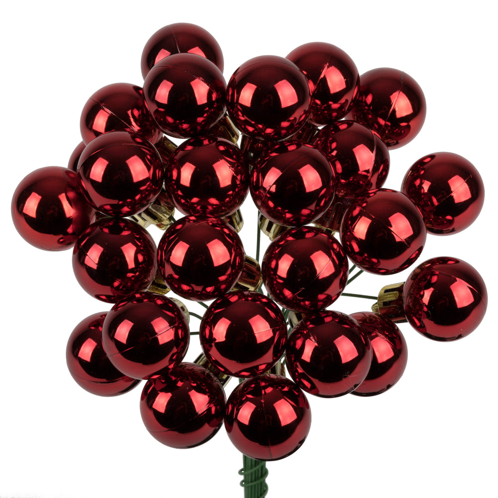 Vickerman 6" Red Shiny Ball Ornament Christmas Pick Pack of 2