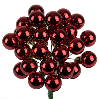 Vickerman 6" Red Shiny Ball Ornament Christmas Pick Pack of 2