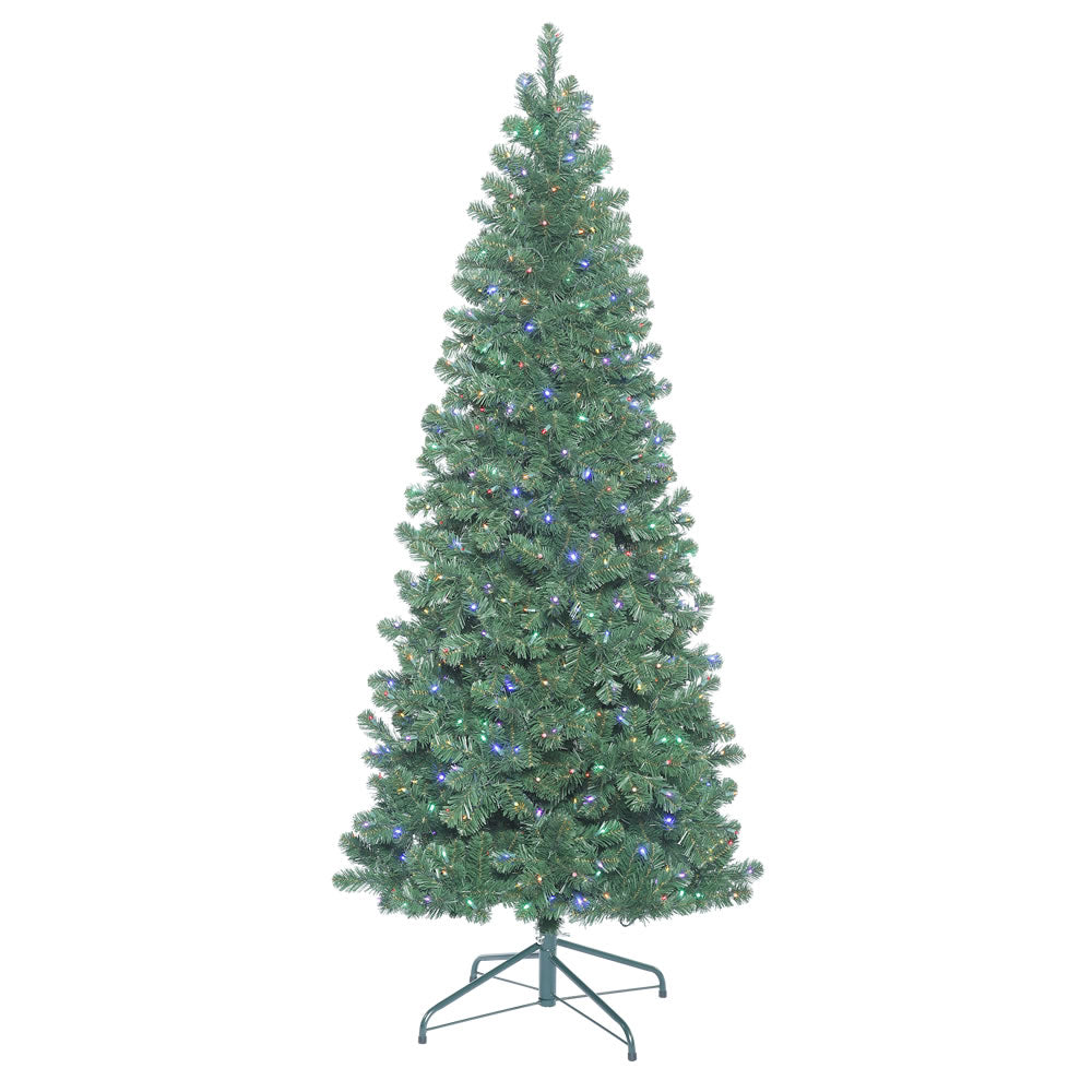 Vickerman 12' Oregon Fir Slim Artificial Christmas Tree Multi-Colored LED Lights