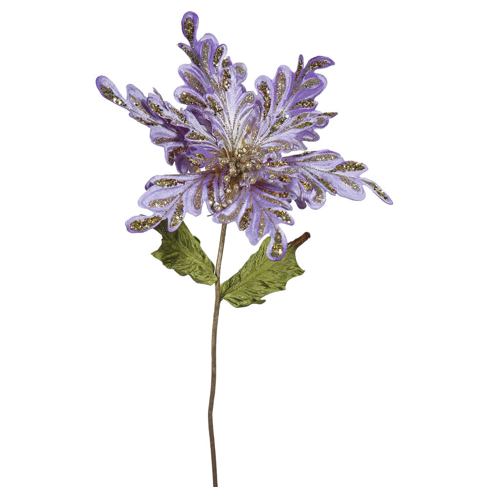 Vickerman 31" Violet Velvet Poinsettia Artificial Christmas Pick 3 per Bag