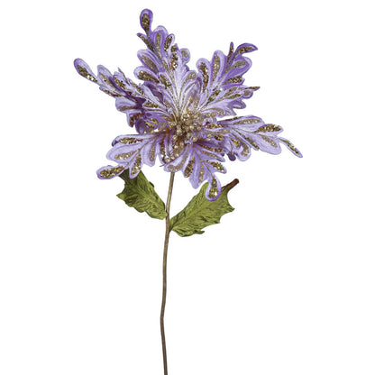 Vickerman 31" Violet Velvet Poinsettia Artificial Christmas Pick 3 per Bag