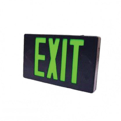 Westgate Thin Die Cast, Sf, Green, Battery Backup, Black Face, Black Body, LED Exit & Emergency Lighting