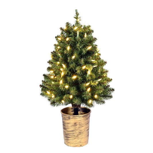 Vickerman 26" Potted Tifton Cone Topiary Artificial Christmas Tree Warm White Dura-lit LED Lights