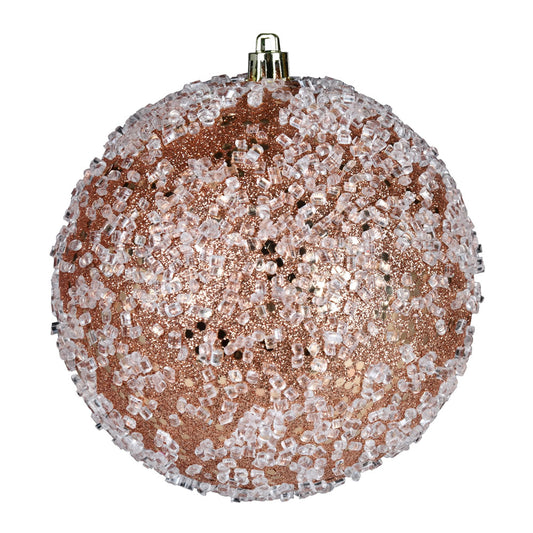 Vickerman 4.75" Rose Gold Glitter Hail Ball. 4 per pack.