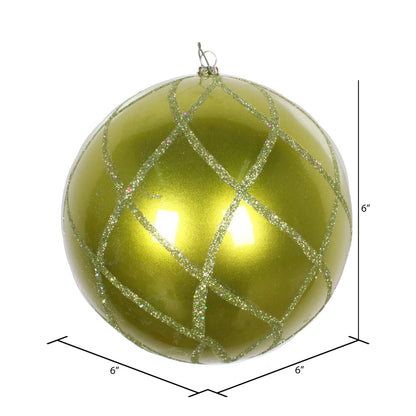 Vickerman 6" Lime Candy Finish Net Ball Ornament with Glitter Accents 2 per Bag