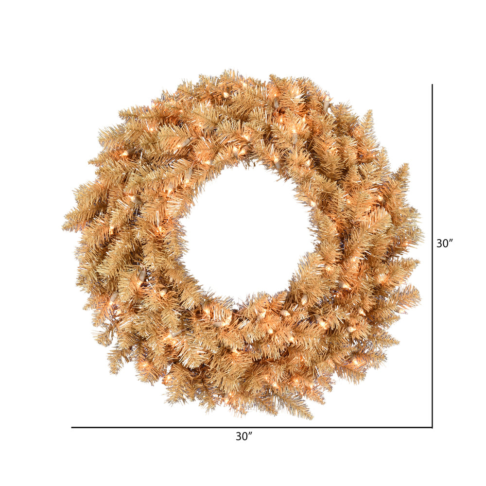 Vickerman 30" Gold Fir Artificial Christmas Wreath Clear Dura-lit Incandescent Lights