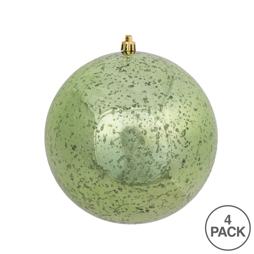 Vickerman 6" Celadon Shiny Mercury Ball Ornament 4 per Bag