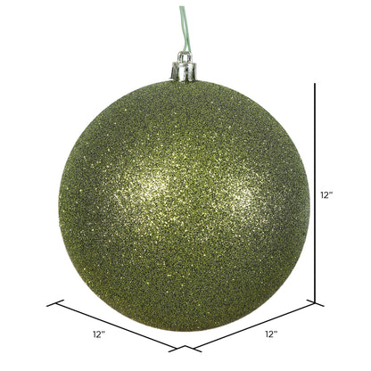 Vickerman 12" Olive Glitter Ball Ornament