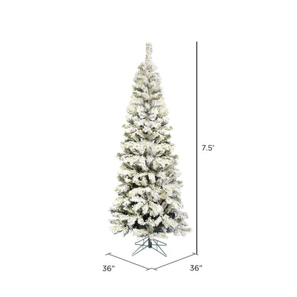 Vickerman 7.5' x 36" Flocked Pacific Pencil Artificial Christmas Tree Unlit