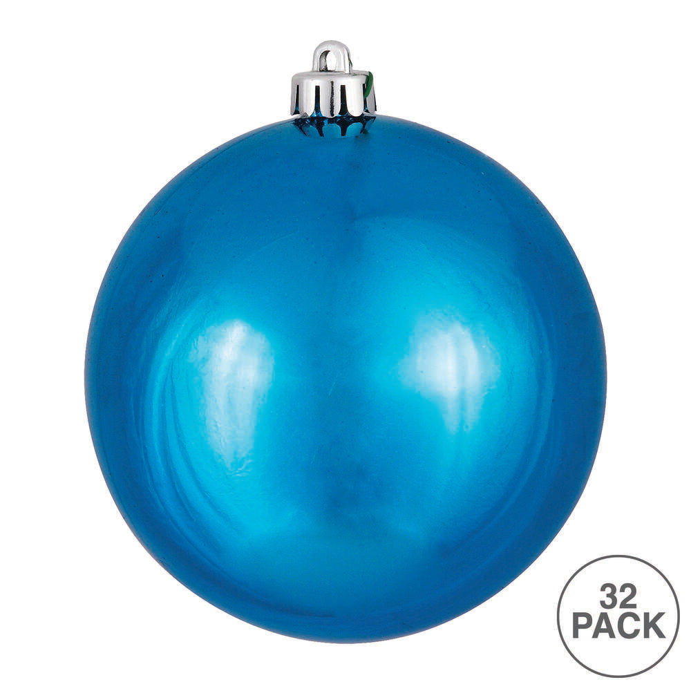 Vickerman 3" Turquoise Shiny Ball Ornament 32 per Box