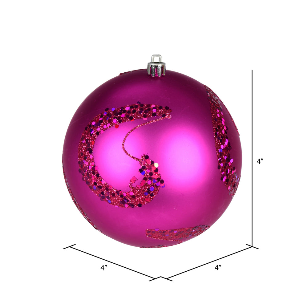 Vickerman 4" Fuchsia Matte Sequin Swirl Ornament 6 per Bag