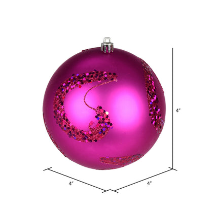 Vickerman 4" Fuchsia Matte Sequin Swirl Ornament 6 per Bag