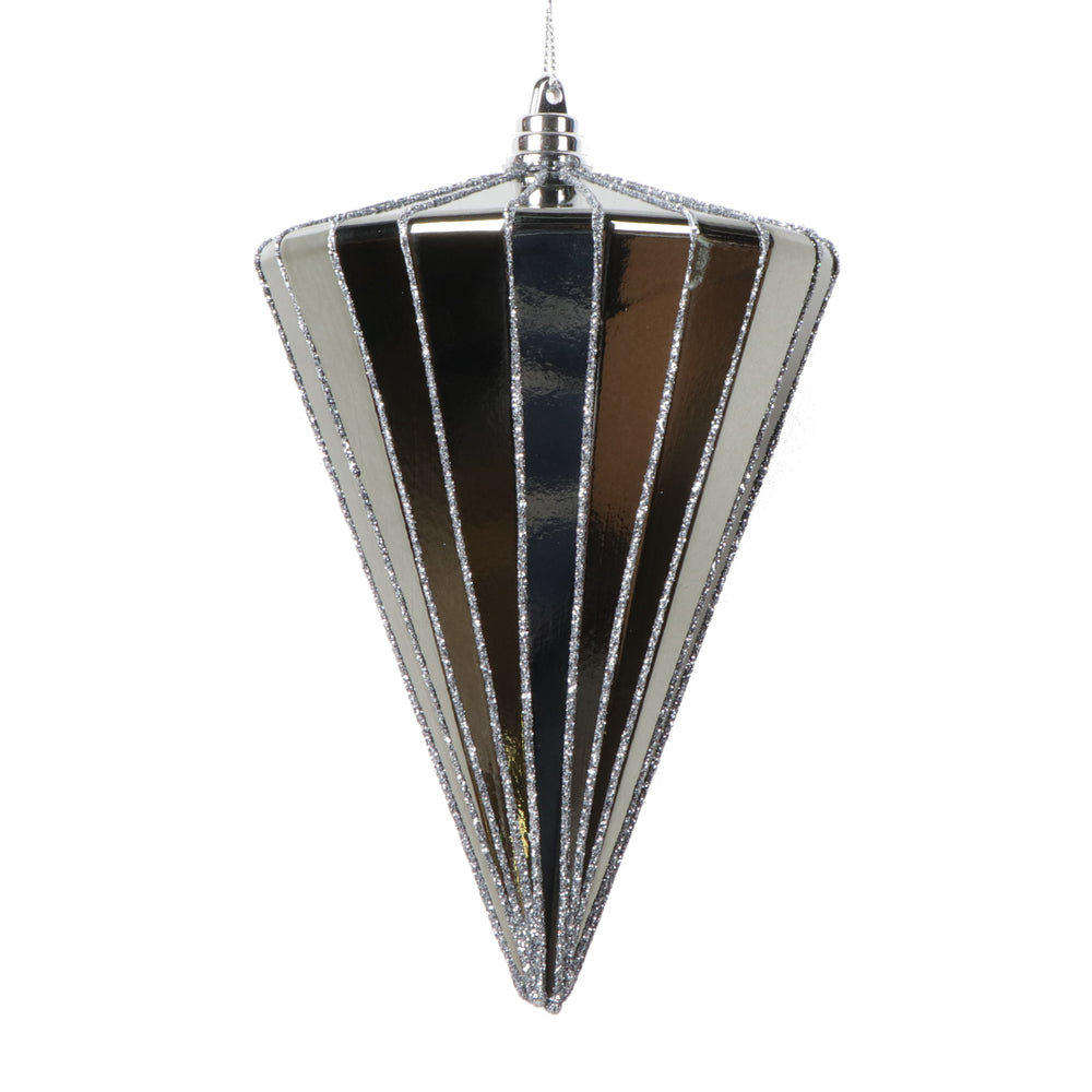 Vickerman 6" Shiny Pewter Cone Ornament 3 per bag.