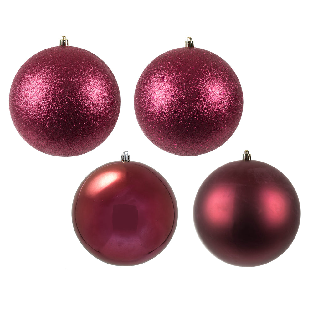 Vickerman 6" Berry Red 4-Finish Ball Ornament Assortment 4 per Box