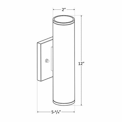 Westgate 2In Wall Cyl. U/D 2X6W 30K/40K/50K Dim. - Brushed Nickel, Outdoor Lighting, 12W, 800 Lumens, 3000K/4000K/5000K, Bn Finish, TRIAC Dimming