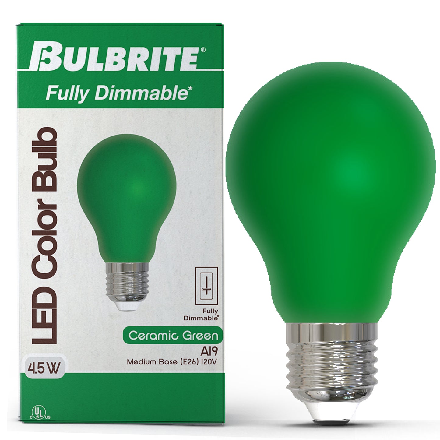 Bulbrite 776108 25-Watt Equivalent Ceramic Green Color A19 Weatherproof Outdoor E26 Medium Base LED Light Bulb