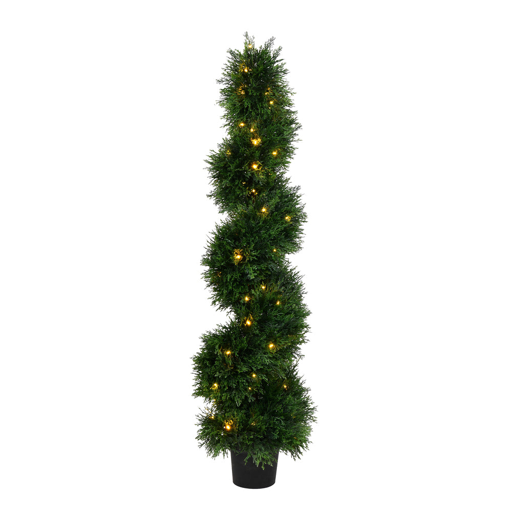 Vickerman 4' Artificial Potted Green Cedar Spiral Tree.