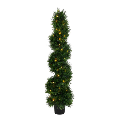 Vickerman 4' Artificial Potted Green Cedar Spiral Tree.