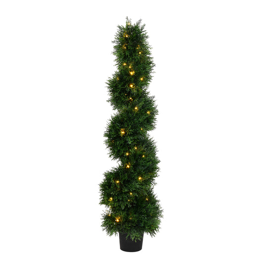 Vickerman 4' Artificial Potted Green Cedar Spiral Tree.
