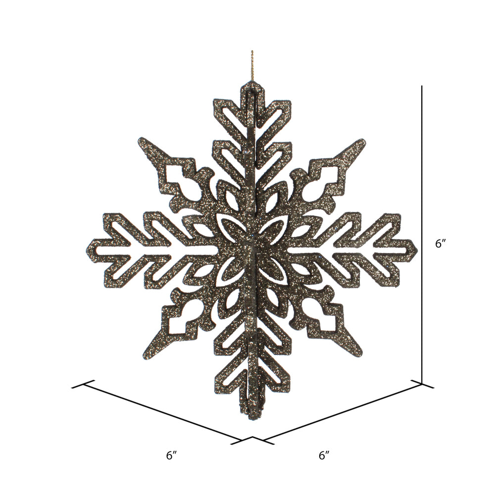 Vickerman 6" Moss Green 3D Glitter Snowflake Christmas Ornament Set of 3